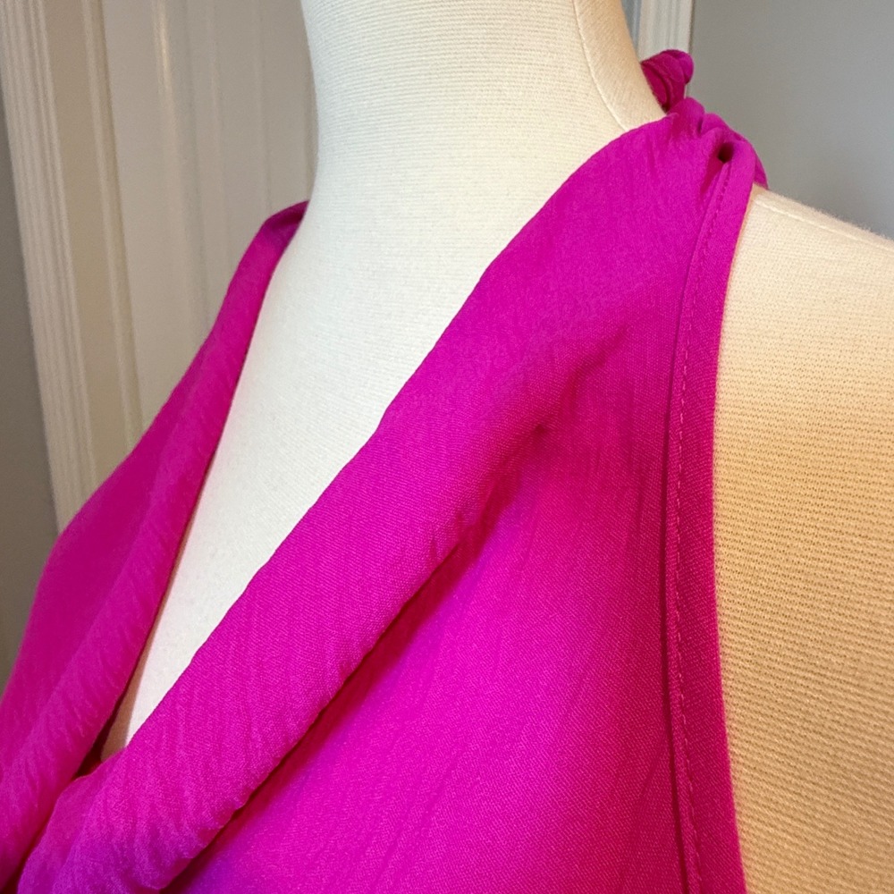 See You Monday Los Angeles Dress Womens L Pink Halter Cowl Neck Sleeveless Party - Picture 7 of 9
